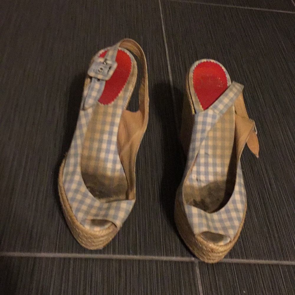 Christian Louboutin gingham wedges